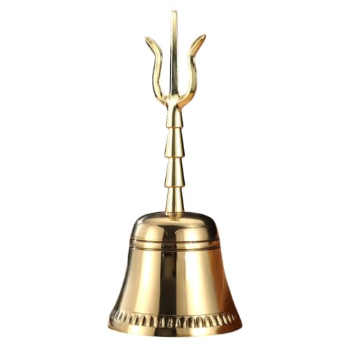 ibasenice Hand Held Ringing Bell 7.48 Inch Copper Meditation Bell for Home Temple Ancestral Halls with Comfortable Handle for Spiritual and Ceremonial Use