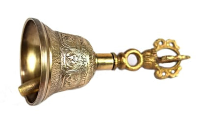 ASHIRWAD Tibetan Hand Bell 4, 5 & 6 inches for Meditation & Prayer Dorje Vajra (4.5 inches) - size: 4.5 inches