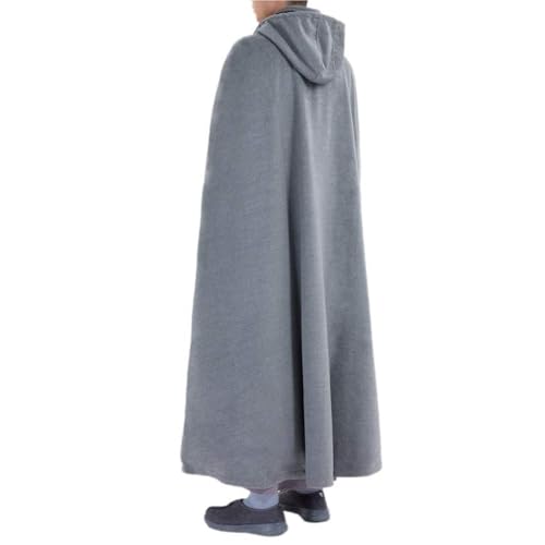 Unisex Meditation Cloak Warm Plush Meditation Buddhist Hooded Cape Meditation Prayer Outfit Coat Traditional Monk Robe - color: Gray, size: 42