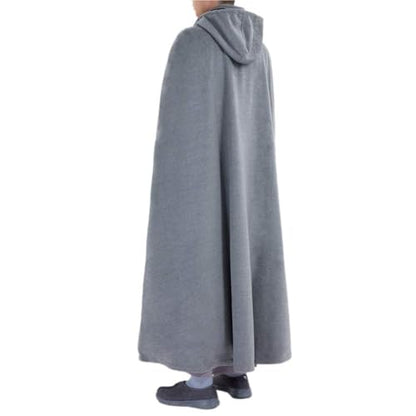 Unisex Meditation Cloak Warm Plush Meditation Buddhist Hooded Cape Meditation Prayer Outfit Coat Traditional Monk Robe - color: Gray, size: 41