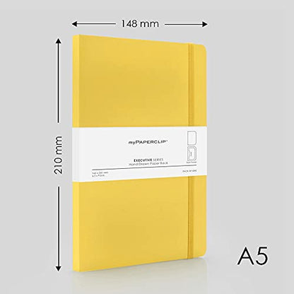myPAPERCLIP Executive Series Notebook, A5 (5.83 x 8.27 in) Plain, Yellow - color: Yellow, size: A5, Plain