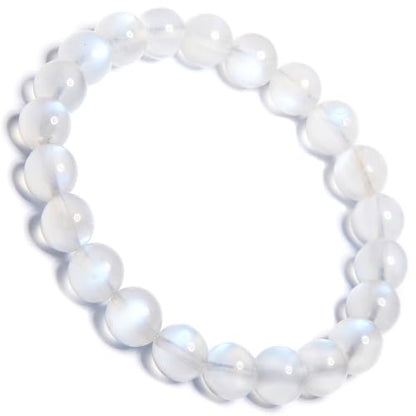 ILLUMINIA 5A Grade Natural Crystal Gemstone Bracelet | Healing Energy Charged Quartz Stone Bead | Handcrafted Stretch Bracelet for Women Men Teens - color: (7A) Moonstone, size: Small - 7mm bead