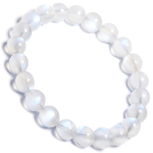 ILLUMINIA 5A Grade Natural Crystal Gemstone Bracelet | Healing Energy Charged Quartz Stone Bead | Handcrafted Stretch Bracelet for Women Men Teens - color: (7A) Moonstone, size: Small - 7mm bead