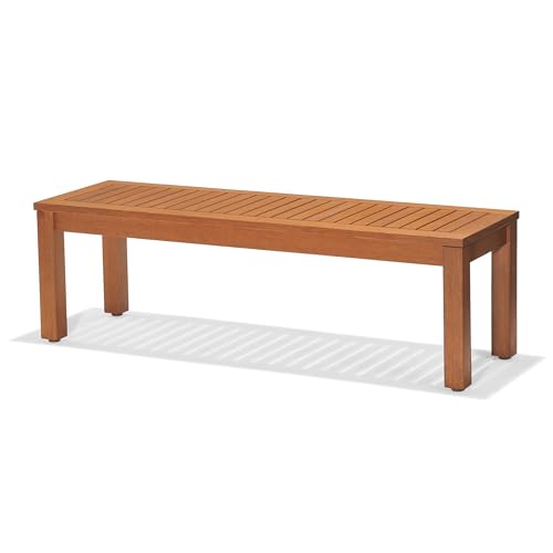 Amazonia Aster Backless Patio Eucalyptus Wood | Ideal for Outdoors and Indoors, 53", Brown Bench