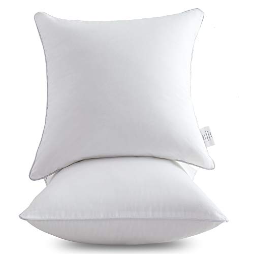 Oubonun 18"x18" Pillow Inserts (Set of 2) - Throw Pillow Inserts with 100% Cotton Cover - 18 Inch Square Interior Sofa Pillow Inserts - Decorative Pillow Insert Pair - White Couch Pillow - style: 18x18 Inch (Pack of 2)