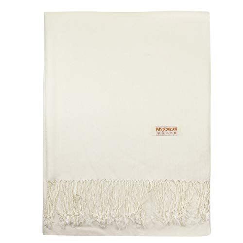 Falari Women's Soft Solid Color Pashmina Shawl Wrap Scarf, for Wedding, Bridesmaid Gifts, Evening Dress - color: Off-white