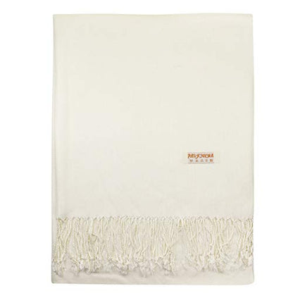 Falari Women's Soft Solid Color Pashmina Shawl Wrap Scarf, for Wedding, Bridesmaid Gifts, Evening Dress - color: Off-white
