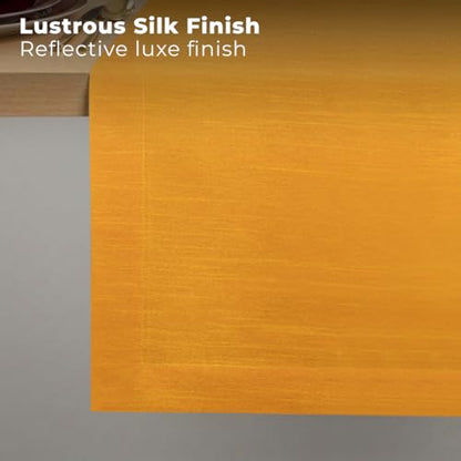 Luxe Shine™ by D'Moksha Yellow Table Runner 72 Inches Long, Elegant Silk Table Runner, Machine Washable, 14 x 72 Inch for Dresser, Dining- Summer, Father's Day - color: Yellow, size: 14 X 72 Inch