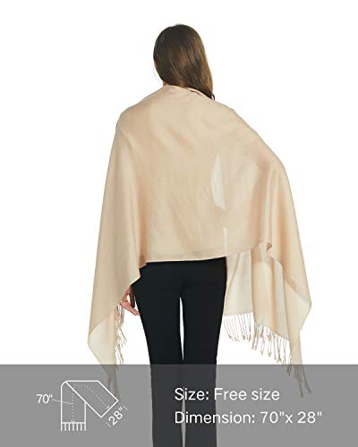 EURKEA Women's Scarf Pashmina Silky Soft Shawls Wraps Stole for Evening, Wedding and Gift - color: Gold