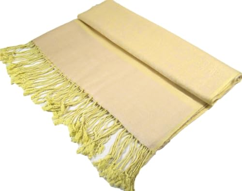 Pashmina Shawl Wrap for Women Soft Lightweight Multi-Purpose Scarf for Weddings, Parties & Casual Wear - color: Light Yellow-pl1881