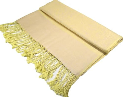 Pashmina Shawl Wrap for Women Soft Lightweight Multi-Purpose Scarf for Weddings, Parties & Casual Wear - color: Light Yellow-pl1881