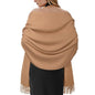 Winter Scarf for Women Pashmina Shawls and Wraps for Evening Dresses Wedding Party Bridesmaid Warm Long Scarves Shawl - color: Camel