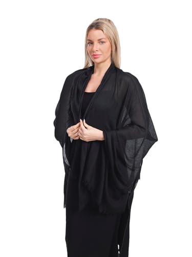 Women Scarf Summer Large Long Lightweight Beach Shawl Wrap Effortless Elegance Comfort - color: Black - 3301