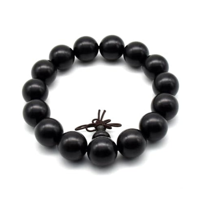 Zen Dear Unisex Natural Ebony Wood Buddhist Prayer Bead Necklace Bracelet Tibetan Prayer Mala Beaded Black - style: 15mm 15beads
