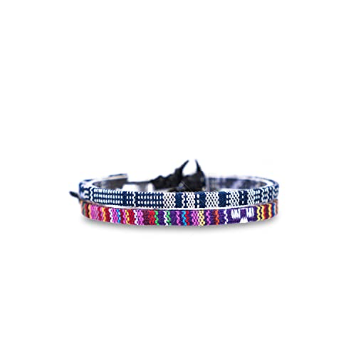 Made by Nami 2 Pcs Boho Surfer Bracelets for Women and Men Waterproof and Adjustable Braided Bracelets Set of 2 for Ethnic Hippie Style - color: Deep Multi & Blue-White)