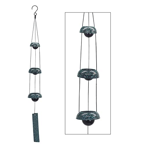 ASTARIN Temple Wind Chimes - Dark Atrovirens, 3 Bells, Feng Shui Home Yard Decoration, Memorial Gift for Peace Lovers - color: 3 Atrovirens Bell