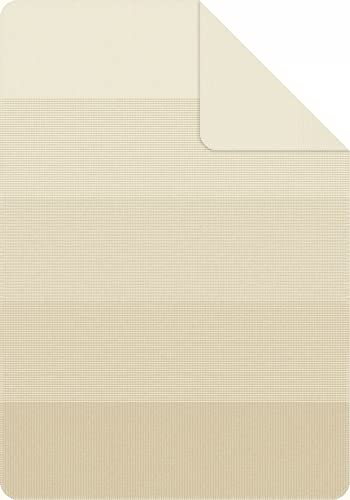 IBENA Salerno 100% Organic Cotton Cuddly Soft Jacquard Woven Ombre Throw Blanket (Beige) - color: Beige