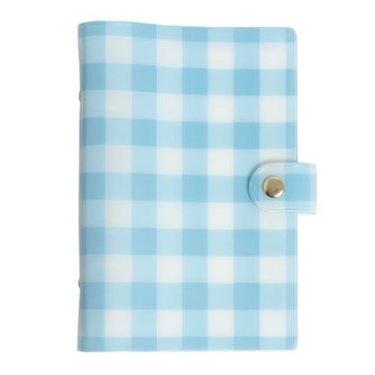 Pearhead Blue Gingham 5x7 Binder Journal with Snap Closure – 1 Inch Round Ring 6 Ring Refillable Notebook – 100 Lined College Ruled Pages, Thick 100 GSM Paper – Small PVC Planner Organizer, Journal Gift For Women - color: Blue Gingham Spiral Journal