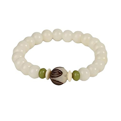 Caiyao White Jade Natural Bodhi Root Lotus bracelet 108 Mala Prayer Mantra Rosary Beads Meditation Lotus Hand String Bracelets Yoga Relieve Stress Anxiety Jewelry for Women Men - style: Simple