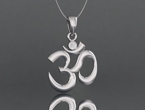 Sterling Silver 925 Om pendant Yoga Meditation Spiritual Necklace Charm Jewelry - color: Silver