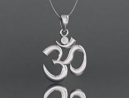 Sterling Silver 925 Om pendant Yoga Meditation Spiritual Necklace Charm Jewelry - color: Silver