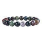 Justinstones Gem Semi Precious Gemstone 10mm Round Beads Stretch Bracelet 7 Inch Unisex - color: Multi-Color Indian Agate