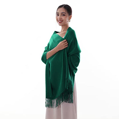 RIIQIICHY Winter Scarfs for Women Pashmina Shawls Wraps for Evening Dresses Large Warm Soft Scarves - color: Green-1