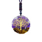 EDEN'S CALL Orgone Necklace, Tree of Life Orgonite Healing Crystal Stone Pendant Necklace for Spiritual Healing and Meditation Energy Talisman Sacred Geometry Tiger's Eye Necklaces - color: Purple/Amethyst + Tiger's Eye