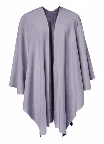 PULI Womens Large Cross Front Poncho Sweater Wrap Topper Knitted Elegant Shawls Cape for Fall Winter - color: 1-dark Lilac