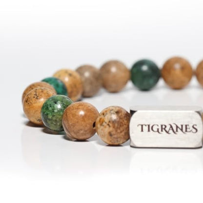 Tigranes Premium Natural Stone Bracelet Collection – Handmade Gemstone Jewelry in Luxury Branded Gift Box - style: Jasper & African Turquoise