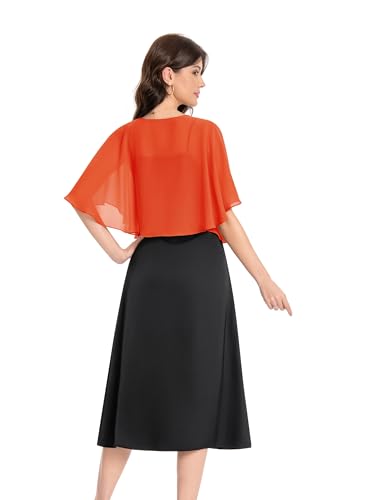 Baoqiya Capelets for women Chiffon Cape Soft Shawls and Wraps Wedding Capes 1920s flapper Cover Up - color: Orange