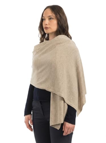 Dalle Piane Cashmere Womens Wool Cashmere Blend Stole Soft Italian Shawl Wrap for Wedding Evening Gift Made in Italy - color: Beige
