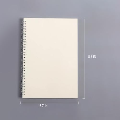 Blank Journal Notebook, 160 Pages per Pack, A5 Medium Size (5.7'' × 8.3''), Thick Paper, Spiral-bound, Flexible Plastic Cover, for Sketching, Drawing, Painting