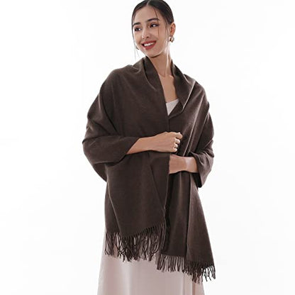 RIIQIICHY Winter Scarfs for Women Pashmina Shawls Wraps for Evening Dresses Large Warm Soft Scarves - color: Coffee