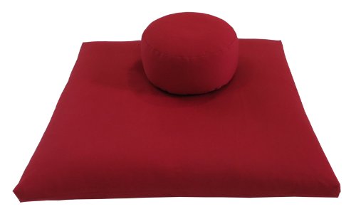 Round Zafu and Zabuton Meditation Cushion Set (2pc) - color: Red