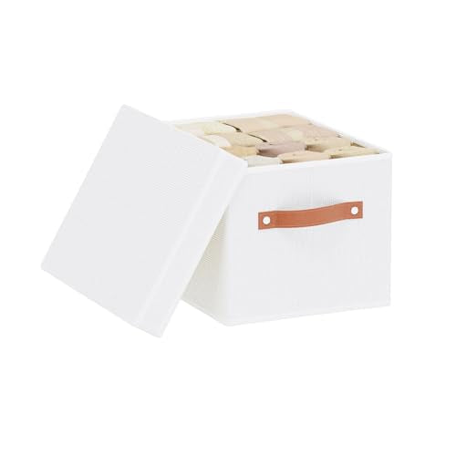 Foldable Storage Bin, 10.2×7.8×6.7 Inch Storage Box with Lid, Closet Organizer for Organizing with Handles, White, 1-Pack - color: White, size: Narrow（1 Pack）