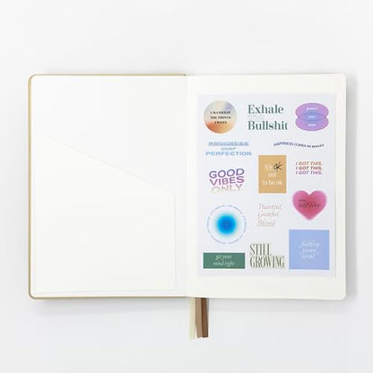 Soulwork Planner - 6 Months Undated, Guided Journal Prompts, B5 Daily Planner, To-Do Lists, 360 Pages, Leather Fabric Hardcover, 6.9” x 9.8”, Lay Flat, Productivity, Self-Care, Mindfulness (Beige) - color: Beige