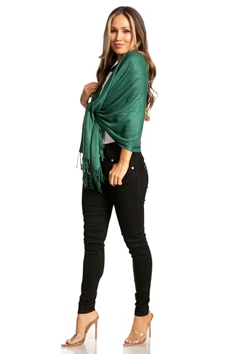 Sakkas 78" X 28" Rayon from Bamboo Soft Solid Pashmina Feel Shawl/Wrap/Stole - color: Forest Green