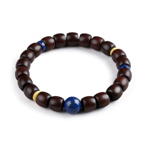 Authentic Red Sandalwood Bracelet for Men Women, Handmade Wood Bead Bracelet, Multiple Styles for Meditation, Daily Wear, Stress Relief & Gift - color: Sandalwood + Lapis Lazuli & Amber