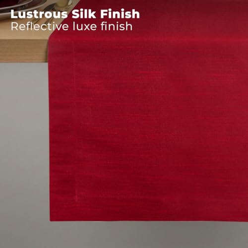 Luxe Shine™ by D'Moksha Tango Red Table Runner 120 Inches Long, Elegant Silk Table Runner, Machine Washable, 14 x 120 Inch for Dresser, Dining- Summer, Father's Day - color: Tango Red, size: 14 X 120 Inch