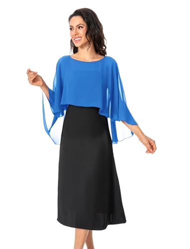 Baoqiya Women's Capelet Shawls and Wraps for Evening Dresses Soft Bridesmaid Shawl Chiffon Cape Wedding Cover Up - color: Blue