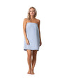 Turkish Linen Women’s Waffle Spa Body Wrap with Adjustable Closure - color: Light Blue, size: XX-Large