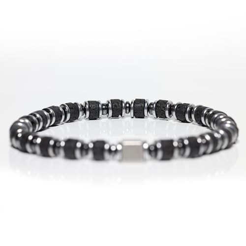 Tigranes Premium Natural Stone Bracelet Collection – Handmade Gemstone Jewelry in Luxury Branded Gift Box - style: Lava Stone