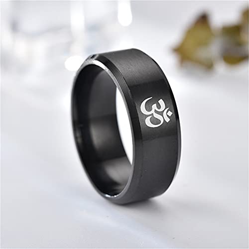 Spiritual Buddha Om Protection Jewelry-Stainless Steel Buddhism Yoga Meditation Prayer Amulet Finger Band Ring Pendant Free Necklace Chain Religious Buddhist Serenity Meditating Jewellry,Size 6-12
