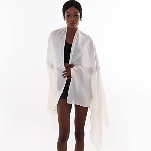 Womens Scarf Pashmina Shawls and Wraps for Evening Dresses Like Chiffon Silk Scarf for Bridal Wedding - color: Ivory