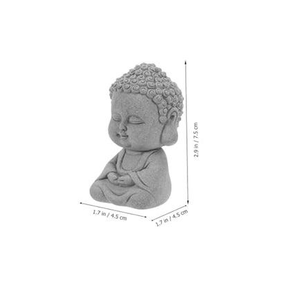 PRETYZOOM Handcrafted Sandstone Buddha Statue Minimalist Decor for Home Garden and Tea Elegant Indoor Desktop Sculpture Peaceful Ambiance Creator