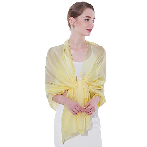 Womens Scarf Pashmina Shawls and Wraps for Evening Dresses Like Chiffon Silk Scarf for Bridal Weddings - color: Yellow