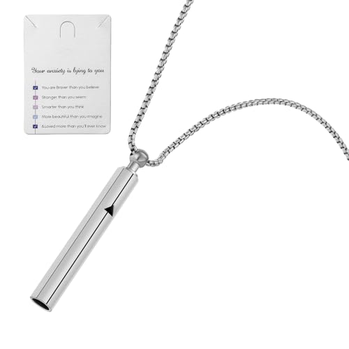Anxiety Breathe Easy Necklace – Mindfulness Breathing Tool with Stainless Steel Pendant for Natural Calm, Stress Relief