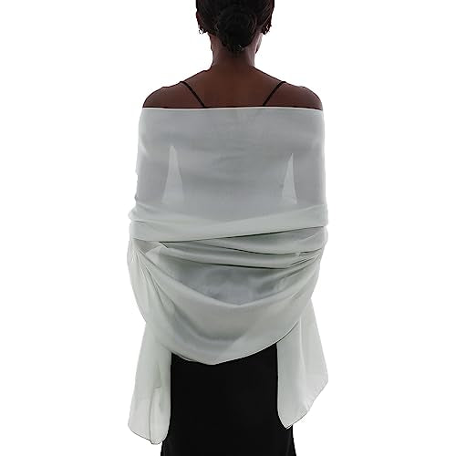Womens Scarf Pashmina Shawls and Wraps for Evening Dresses Like Chiffon Silk Scarf for Bridal Wedding - color: Light Green