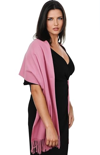 Ocomfly 100% Pashmina Scarf for Women - Premium Womens Scarves - Gift Boxed - Shawls or Wraps - Ultra Soft and Warm - color: Rose